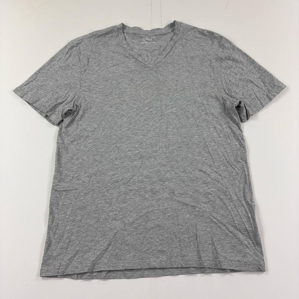 Quince Shirt Mens Large Gray V Neck Tagless Pima Cotton Jersey Tee Lightweight
